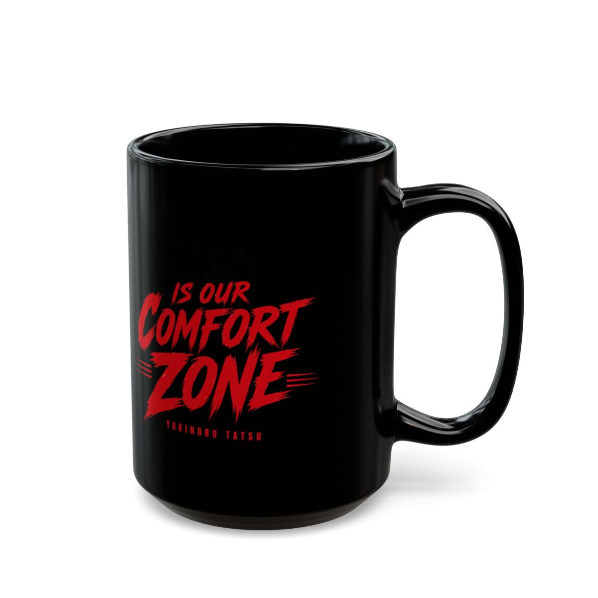 Dandadan "Chaos is Our Comfort Zone" Black Mug - alternate angle 5, merchandise