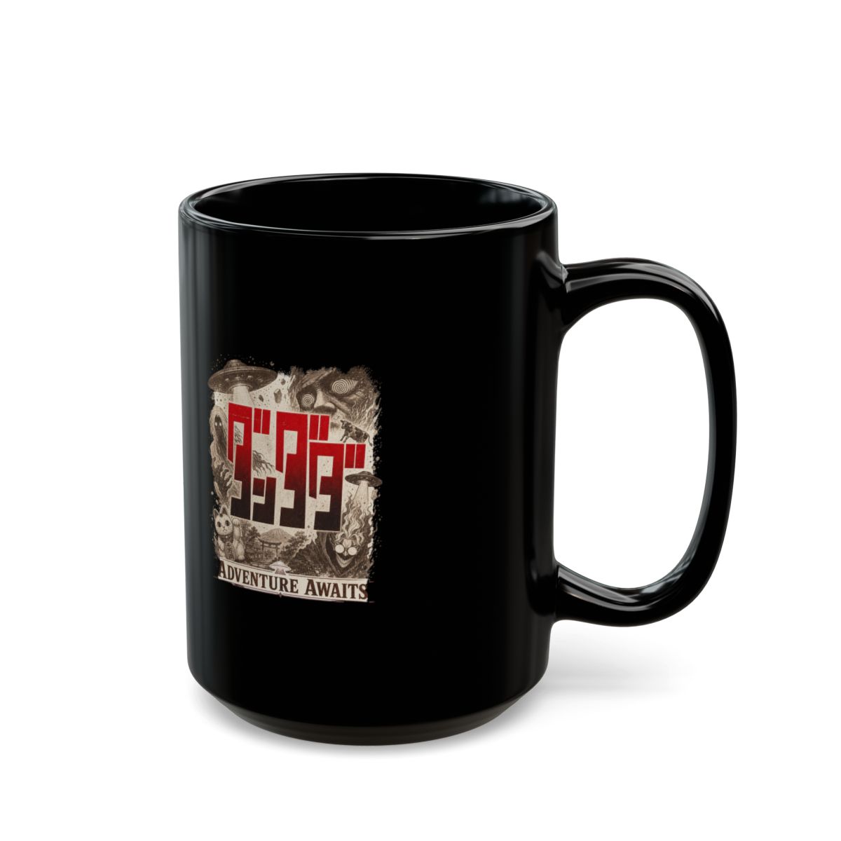 Dandadan "Adventure Awaits" Black Mug - alternate angle 5, merchandise